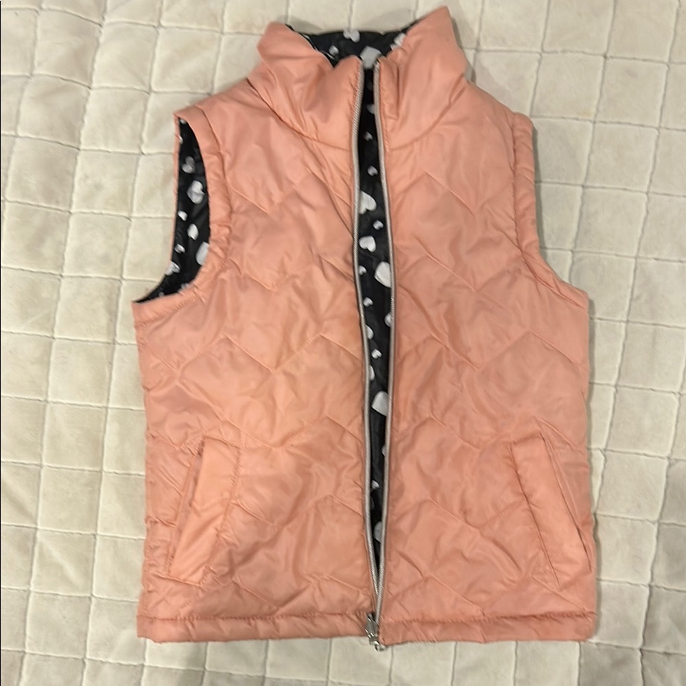 Peach Quilted Vest with Heart Lining